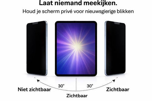 Zichtzone van een iPad privacy filter vanuit 30 graden