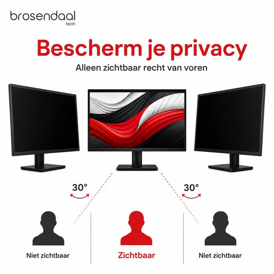 Zichtzone van een privacy filter voor monitor vanuit 30 graden